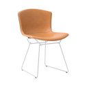 Knoll Bertoia Sedia in Cuoio vista struttura bianca cuoio naturale