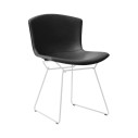 Knoll Bertoia Sedia in Cuoio vista struttura bianca cuoio nero