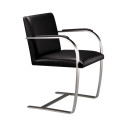 Knoll Mies Van Der Rohe Brno Poltroncina struttura piatta con braccioli rivestiti vista