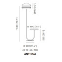 Calypso Antigua Piantana lampada da esterno Contardi dimensioni