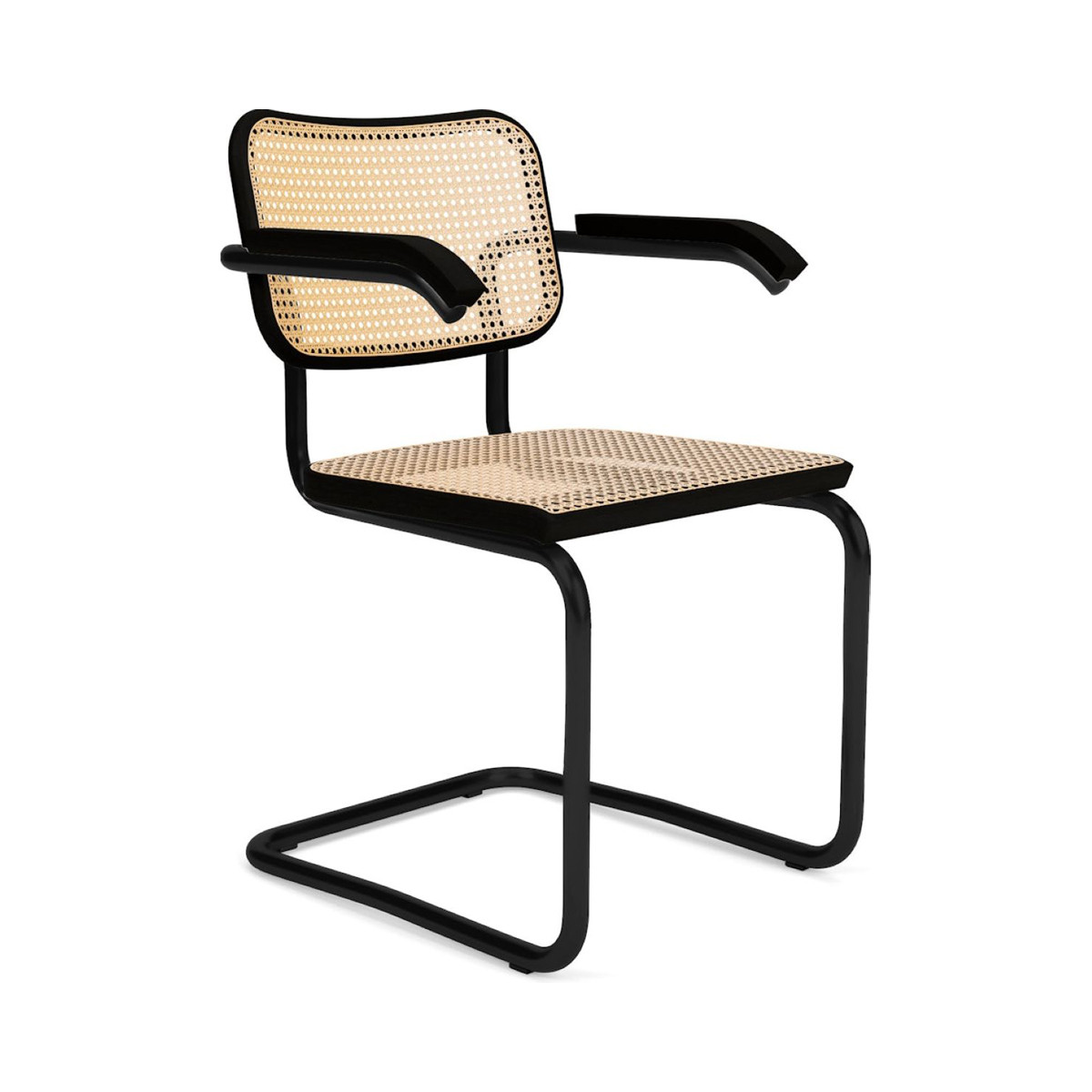 Knoll Breuer Cesca Sedia con braccioli verniciata ultra opaco faggio nero