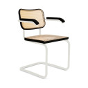 Knoll Breuer Cesca Sedia con braccioli verniciata ultra opaco faggio nero vista struttura bianco ultra opaco