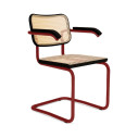 Knoll Breuer Cesca Sedia con braccioli verniciata ultra opaco faggio nero vista struttura rosso scuro ultra opaco