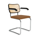 Knoll Breuer Cesca Sedia con braccioli faggio nero e seduta rivestita vista Bronze
