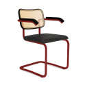 Knoll Breuer Cesca Sedia con braccioli verniciata ultra opaco faggio nero seduta rivestita vista struttura rosso scuro ultra opaco