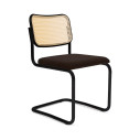 Knoll Breuer Cesca Sedia verniciata ultra opaco faggio nero seduta rivestita vista struttura onyx nero ultra opaco