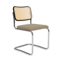 Knoll Breuer Cesca Sedia faggio nero e seduta rivestita vista Taupe
