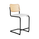 Knoll Breuer Cesca Sgabello Counter verniciato faggio naturale seduta rivestita vista struttura onyx nero ultra opaco