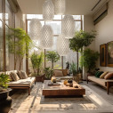 Chantal Suspension Medium lampada a sospensione White Slamp ambientazione
