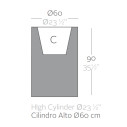 Cilindro Alto Vaso 60x60x90 cm Vondom dimensioni