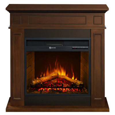 Camino elettrico da terra Jefferson in legno Noce 89,5x90,5x28