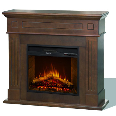 Camino elettrico da terra Cambridge in legno Noce 110x36x100