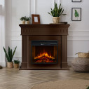 Camino elettrico da terra Cambridge in legno Noce 110x36x100 Divina Fire ambientazione