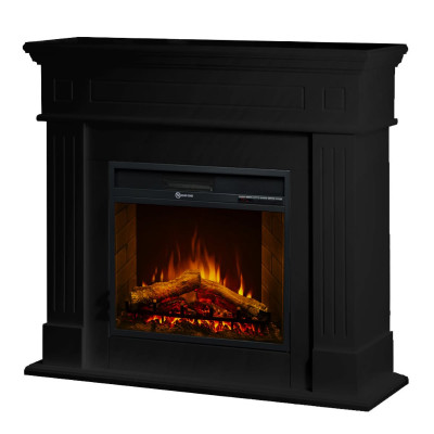 Camino elettrico da terra Cambridge in legno Nero 110x36x100