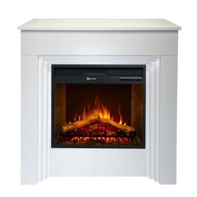 Camino elettrico da terra Bellini in legno Bianco 96x35x96