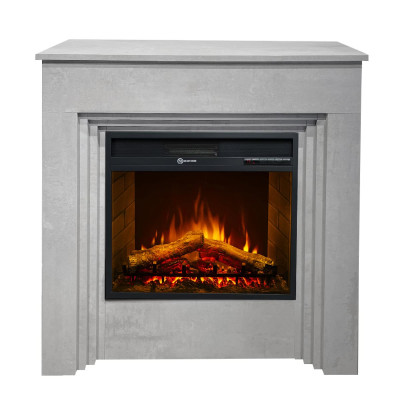 Camino elettrico da terra Bellini in legno effetto Cemento 96x35x96