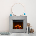Camino elettrico da terra Bellini in legno effetto Cemento 96x35x96 Divina Fire ambientazione