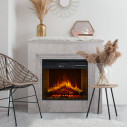 Camino elettrico da terra Bellini in legno effetto Marmo Bianco 96x35x96 Divina Fire ambientazione