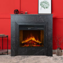 Camino elettrico da terra Bellini in legno effetto Marmo Nero 96x35x96 Divina Fire ambientazione