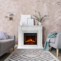 Camino elettrico da terra Truman Bianco effetto marmo 121x38x108 Divina Fire ambientazione