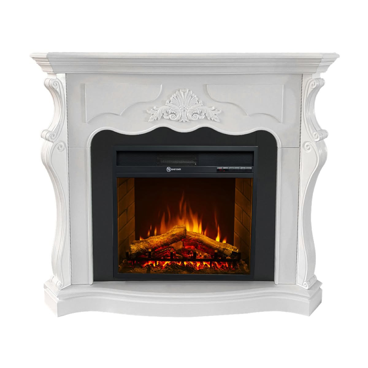 Camino elettrico da terra Parigi in legno Bianco 123x39x100