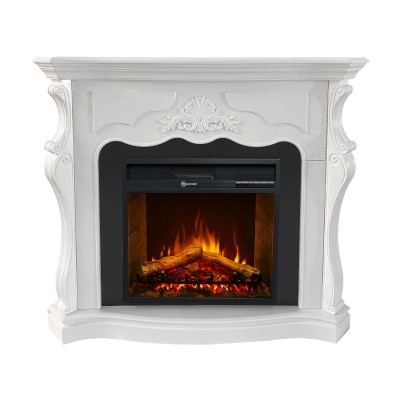 Camino elettrico da terra Parigi in legno Bianco 123x39x100