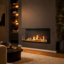 Camino a bioetanolo da incasso ad angolo 120x50 Urano 120 SX Topline Divina Fire ambientazione