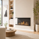Camino a bioetanolo da incasso ad angolo 120x50 Urano 120 SX Topline Divina Fire ambientazione