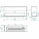 Camino a bioetanolo da incasso ad angolo 120x50 Urano 120 SX Topline Divina Fire dimensioni