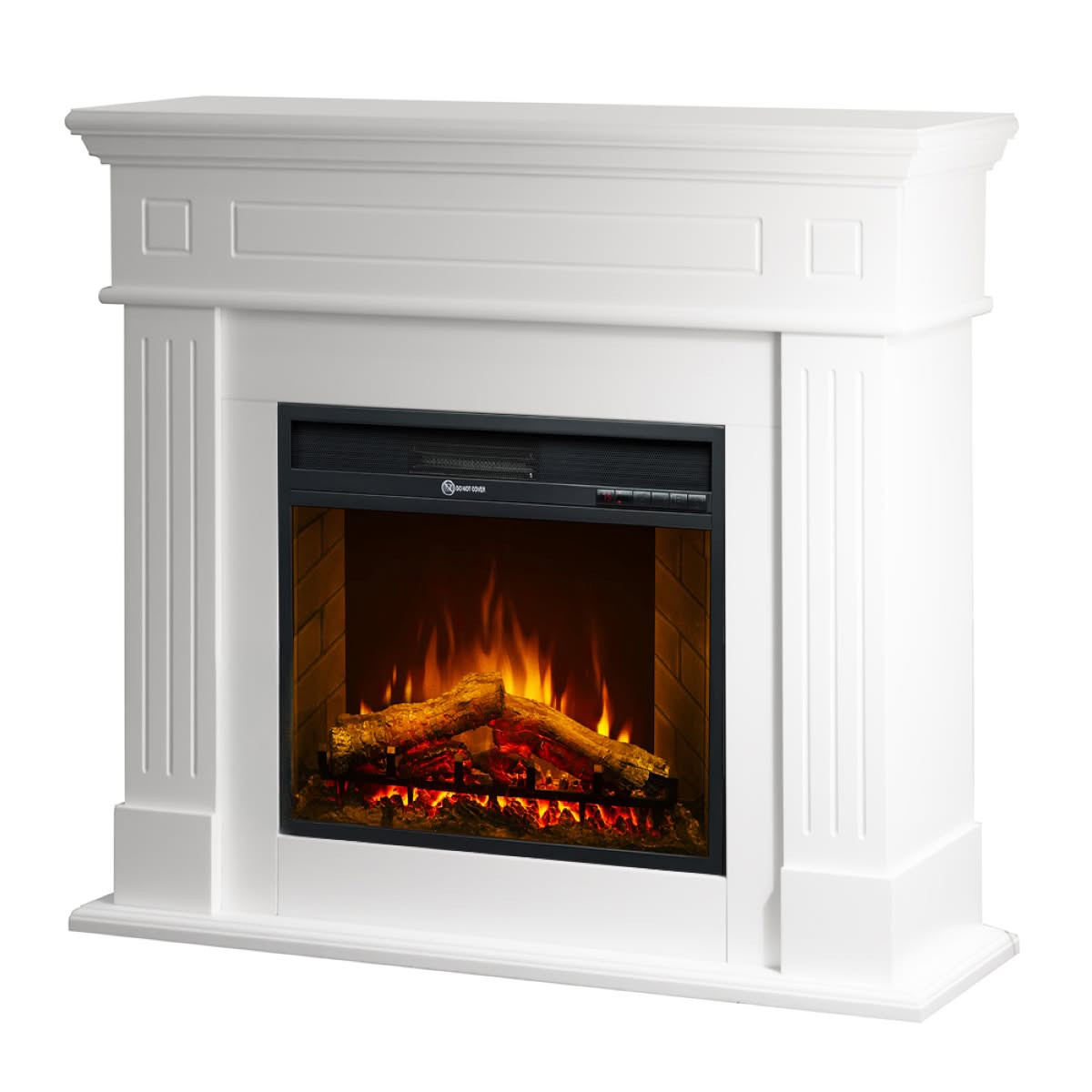 Camino elettrico da terra Cambridge in legno Bianco 110x36x100