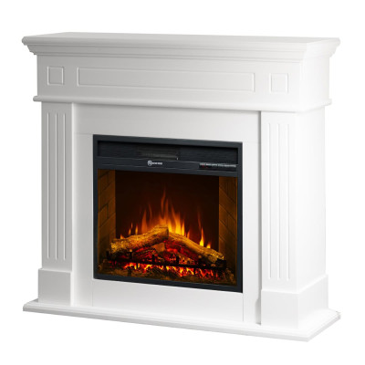 Camino elettrico da terra Cambridge in legno Bianco 110x36x100