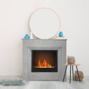 Camino a bioetanolo da terra Bellini in legno effetto Cemento 96x35x96 Divina Fire ambientazione