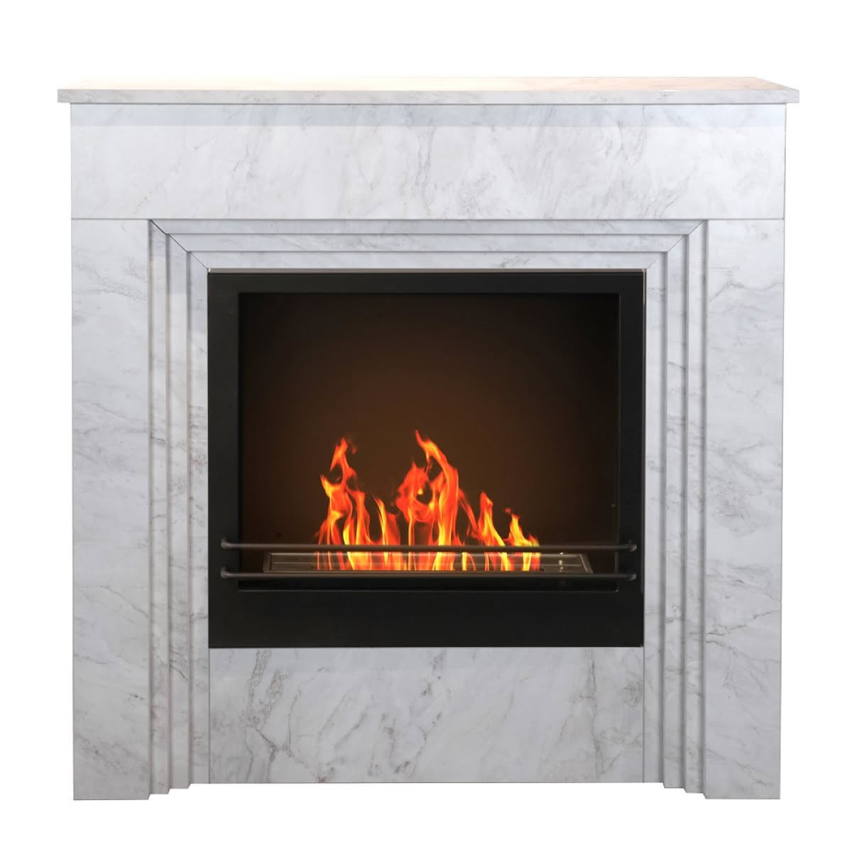 Camino a bioetanolo da terra Bellini in legno effetto Marmo Bianco 96x35x96