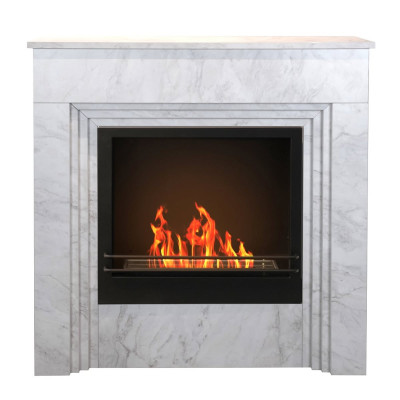Camino a bioetanolo da terra Bellini in legno effetto Marmo Bianco 96x35x96