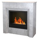 Camino a bioetanolo da terra Bellini in legno effetto Marmo Bianco 96x35x96 Divina Fire vista
