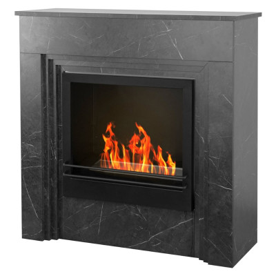 Camino a bioetanolo da terra Bellini in legno effetto Marmo Nero 96x35x96