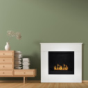 Camino a bioetanolo da terra Michelangelo in legno bianco 96x35x90 Divina Fire ambientazione