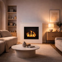 Camino a bioetanolo da terra Michelangelo in legno bianco 96x35x90 Divina Fire ambientazione