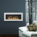 Camino a bioetanolo da parete Siena 90x12x40 Bianco  Divina Fire ambientazione