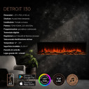 Camino elettrico da incasso a parete frontale Detroit 130 Divina Fire dettaglio