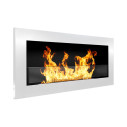 Camino a bioetanolo da parete o incasso Livorno Bianco 90x12x40 con vetro Divina Fire vista