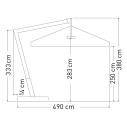 Eclisse ombrellone a braccio laterale 450x450 Ombrellificio Veneto dimensioni