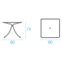 Tavolo quadrato 4 posti Combo Emu dimensioni