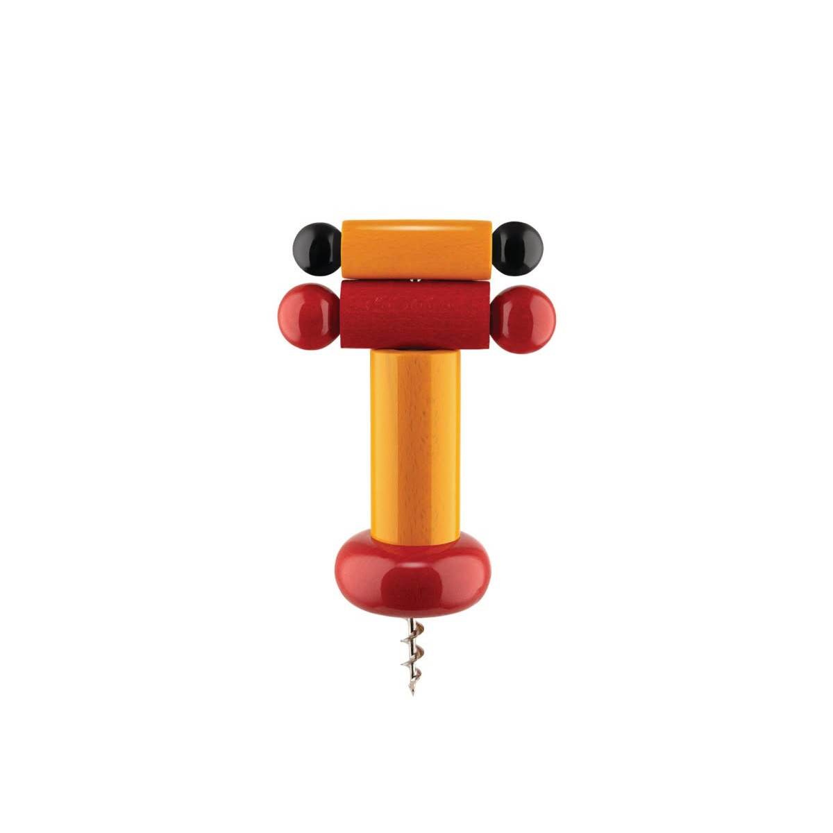 Alessi ES17 Cavatappi in legno di faggio Giallo Rosso e Nero