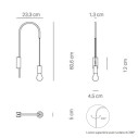 Filo Lampada da parete H 61,2 E27 Rosso Zafferano dimensioni