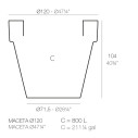 Maceta Vaso 120x120x104 cm Vondom dimensioni