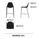 Mammamia High H 74 Sgabello imbottito Opinion Ciatti dimensioni
