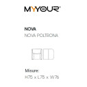 Salotto Nova con divano + 2 poltrone + 1 tavolino dimensioni poltrona