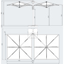 Ombrellone Dual-V Carbon 3x6 Scolaro dimensioni