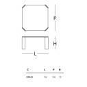 Opalia Tavolo 156x156x75 Glas dimensioni